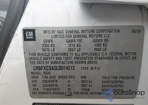 2020 Buick Envision Fwd Essence из США, поврежденный, VIN LRBFXCSA0LD014313